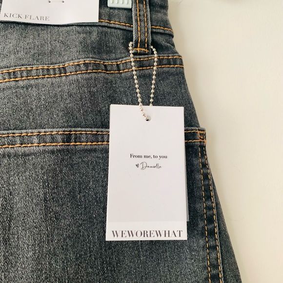 NWT WeWoreWhat Long Tall High Rise Flared Jeans Women Size 25 Grey 70s Retro - Picture 10 of 11